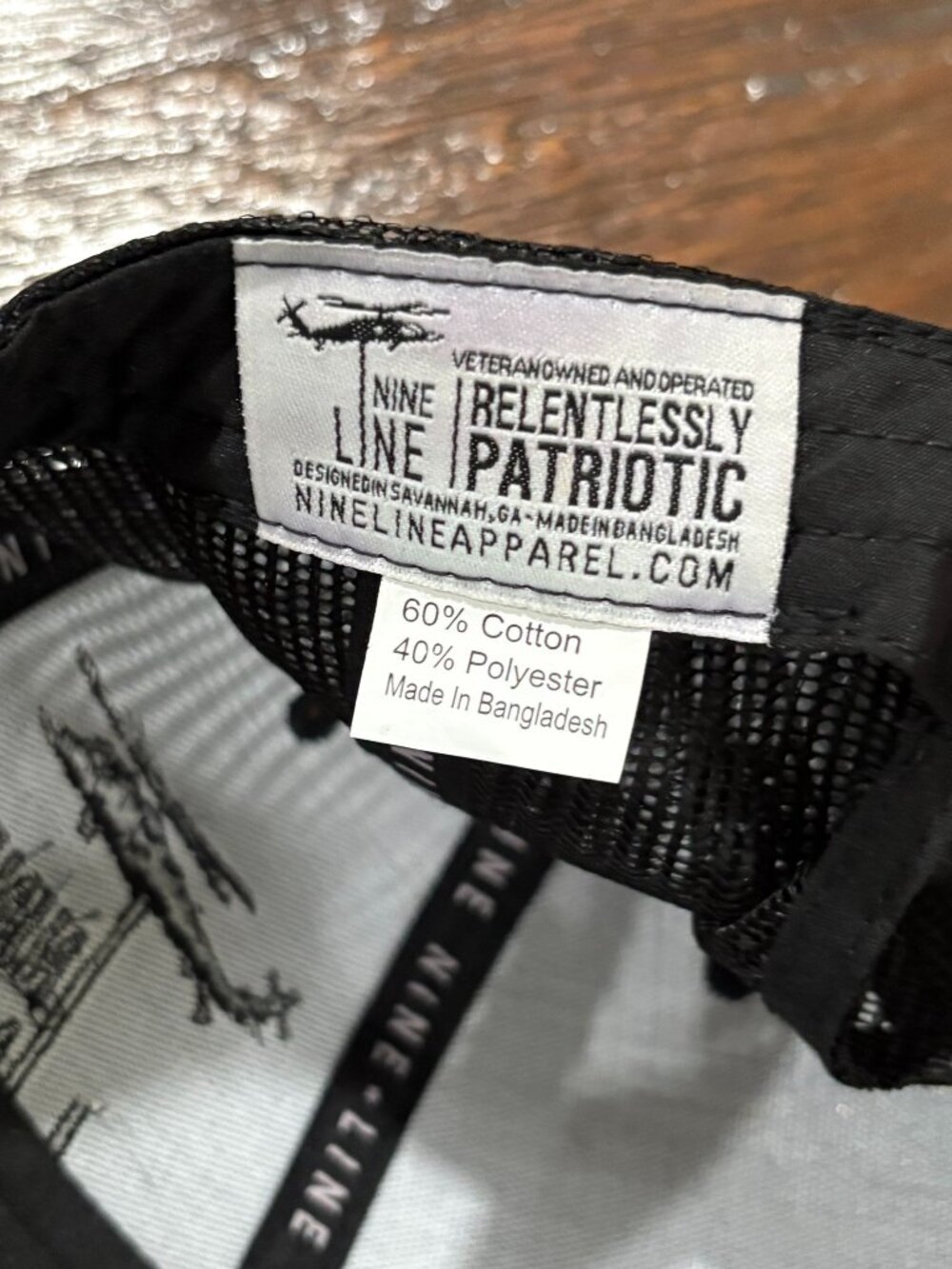 NINE LINE Apparel  Men's Baseball Hat Cap Patriotic American Flag Gray Black